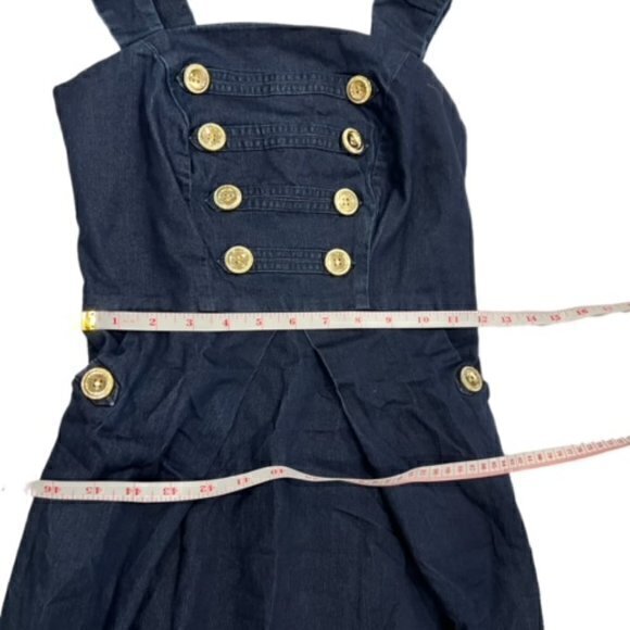 BUNDLE 3 FOR $18- NEW Military Denim Dress Blue Gold Buttons Nautical Coastal XS - Picture 2 of 13
